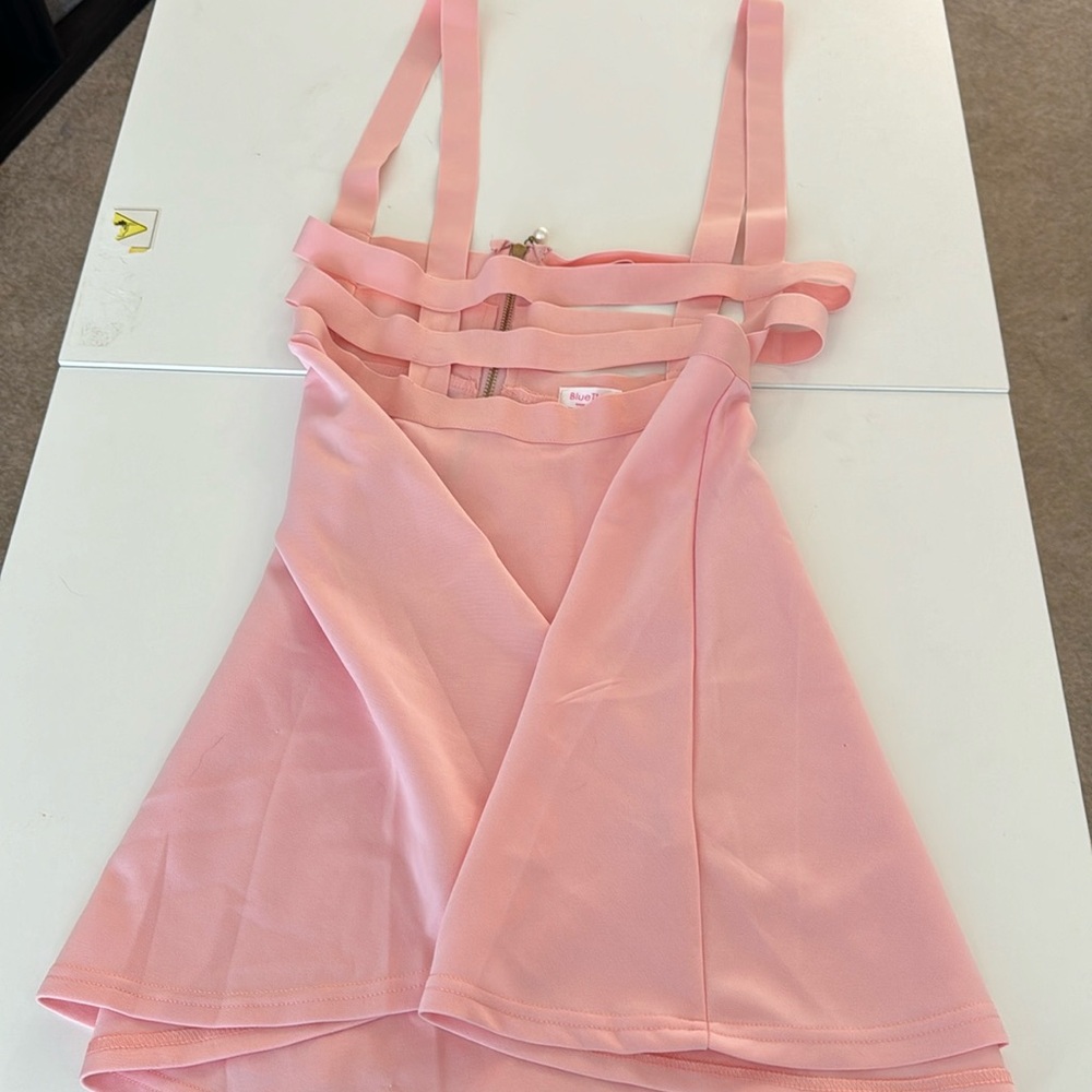 Pink Skirt with Braces / Suspenders Size M
